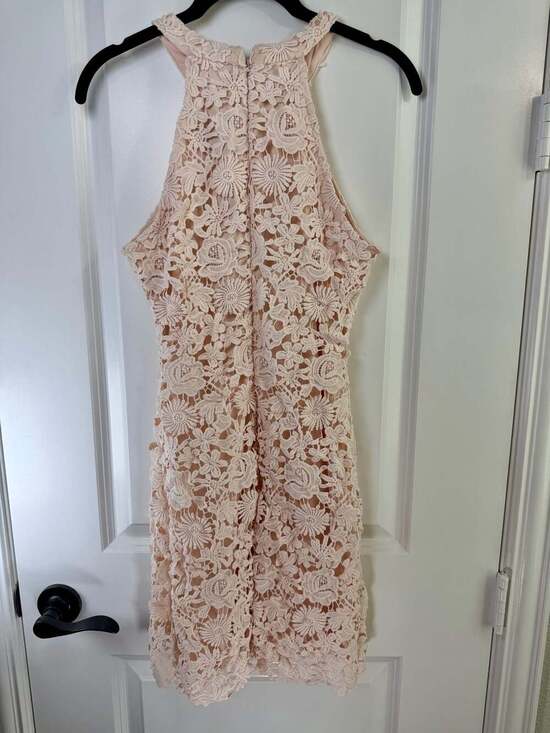 Lulus Dresses & Skirts - Lulus Love Poem Blush Pink Lace Halter Mini Dress Size Medium